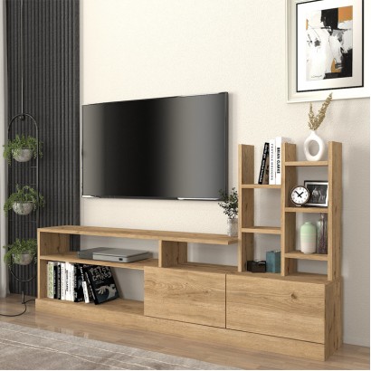 Σύνθεση τηλεόρασης Pesaro Megapap χρώμα sepet oak 165x25x91,3εκ.