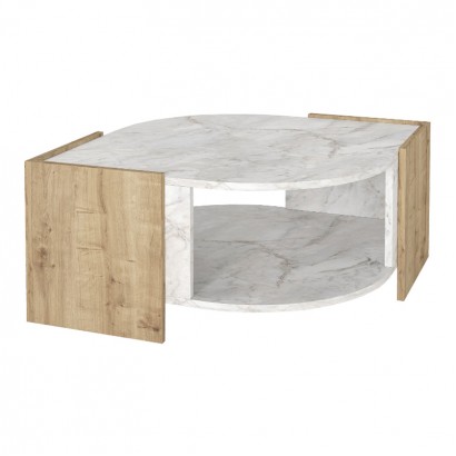 Τραπεζάκι σαλονιού Marbel Megapap χρώμα sapphire oak - λευκό εφέ μαρμάρου 75x75x40εκ.