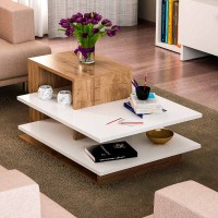 Τραπεζάκι σαλονιού Venus Megapap χρώμα λευκό - καρυδί 85x60x43,6εκ.