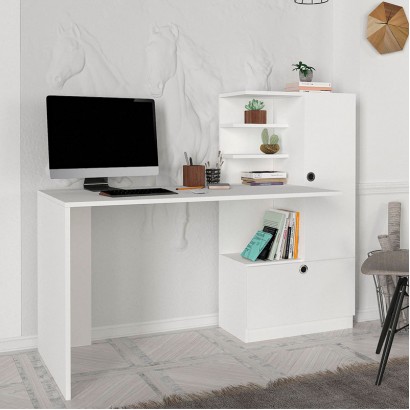 Γραφείο εργασίας Merino Megapap χρώμα λευκό 149,5x61,8x120εκ.