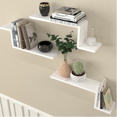 Ραφιέρα τοίχου Lowa Megapap 3 τεμαχίων χρώμα λευκό 57,7x14,5x18εκ.