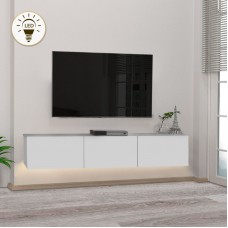 Έπιπλο τηλεόρασης επιτοίχιο Damla Megapap με LED χρώμα λευκό 180x29,5x29,5εκ. Έπιπλο τηλεόρασης επιτοίχιο Damla Megapap με LED χρώμα λευκό 180x29,5x29,5εκ.