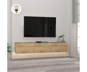 Έπιπλο τηλεόρασης επιτοίχιο Damla Megapap με LED χρώμα sapphire oak 180x29,5x29,5εκ. Έπιπλο τηλεόρασης επιτοίχιο Damla Megapap με LED χρώμα sapphire oak 180x29,5x29,5εκ.