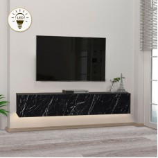 Έπιπλο τηλεόρασης επιτοίχιο Damla Megapap με LED χρώμα μαύρο εφέ μαρμάρου 180x29,5x29,5εκ. Έπιπλο τηλεόρασης επιτοίχιο Damla Megapap με LED χρώμα μαύρο εφέ μαρμάρου 180x29,5x29,5εκ.