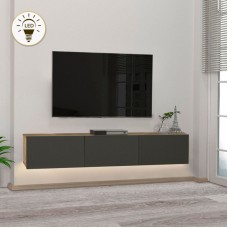 Έπιπλο τηλεόρασης επιτοίχιο Damla Megapap με LED χρώμα sapphire oak - ανθρακί 180x29,5x29,5εκ. Έπιπλο τηλεόρασης επιτοίχιο Damla Megapap με LED χρώμα sapphire oak - ανθρακί 180x29,5x29,5εκ.