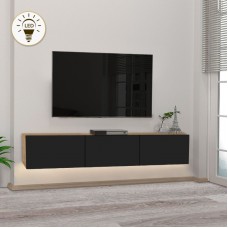 Έπιπλο τηλεόρασης επιτοίχιο Damla Megapap με LED χρώμα sapphire oak - μαύρο 180x29,5x29,5εκ. Έπιπλο τηλεόρασης επιτοίχιο Damla Megapap με LED χρώμα sapphire oak - μαύρο 180x29,5x29,5εκ.