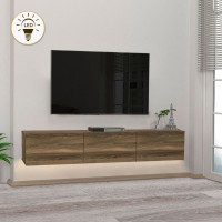 Έπιπλο τηλεόρασης επιτοίχιο Damla Megapap με LED χρώμα καρυδί 180x29,5x29,5εκ. Έπιπλο τηλεόρασης επιτοίχιο Damla Megapap με LED χρώμα καρυδί 180x29,5x29,5εκ.