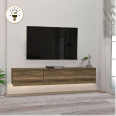 Έπιπλο τηλεόρασης επιτοίχιο Damla Megapap με LED χρώμα καρυδί 180x29,5x29,5εκ. Έπιπλο τηλεόρασης επιτοίχιο Damla Megapap με LED χρώμα καρυδί 180x29,5x29,5εκ.