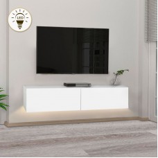 Έπιπλο τηλεόρασης επιτοίχιο Aristo Megapap με LED χρώμα λευκό 135x31,6x25εκ.