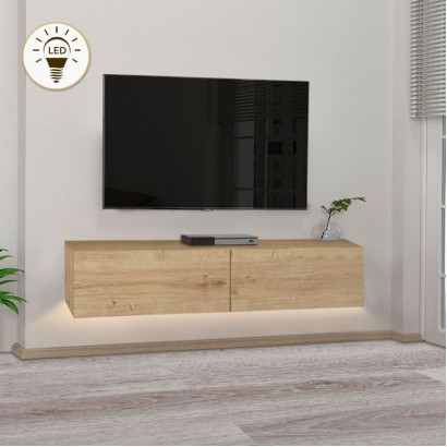 Έπιπλο τηλεόρασης επιτοίχιο Aristo Megapap με LED χρώμα sapphire oak 135x31,6x25εκ. Έπιπλο τηλεόρασης επιτοίχιο Aristo Megapap με LED χρώμα sapphire oak 135x31,6x25εκ.