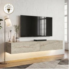 Έπιπλο τηλεόρασης επιτοίχιο Aristo Megapap με LED χρώμα travertine 135x31,6x25εκ. Έπιπλο τηλεόρασης επιτοίχιο Aristo Megapap με LED χρώμα travertine 135x31,6x25εκ.