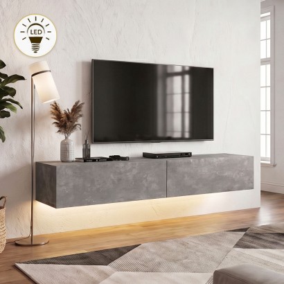 Έπιπλο τηλεόρασης επιτοίχιο Aristo Megapap με LED χρώμα γκρι σκυροδέματος 135x31,6x25εκ. Έπιπλο τηλεόρασης επιτοίχιο Aristo Megapap με LED χρώμα γκρι σκυροδέματος 135x31,6x25εκ.