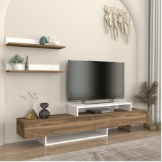 Έπιπλο τηλεόρασης Nirvana Megapap χρώμα καρυδί - λευκό 180x31,3x41,7εκ. Έπιπλο τηλεόρασης Nirvana Megapap χρώμα καρυδί - λευκό 180x31,3x41,7εκ.