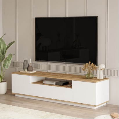 Έπιπλο τηλεόρασης Fedya Megapap χρώμα λευκό - sapphire oak 180x45x44,6εκ. Έπιπλο τηλεόρασης Fedya Megapap χρώμα λευκό - sapphire oak 180x45x44,6εκ.