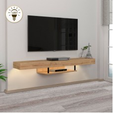 Έπιπλο τηλεόρασης επιτοίχιο Albares Megapap με LED χρώμα sapphire oak 150x29,6x22εκ. Έπιπλο τηλεόρασης επιτοίχιο Albares Megapap με LED χρώμα sapphire oak 150x29,6x22εκ.