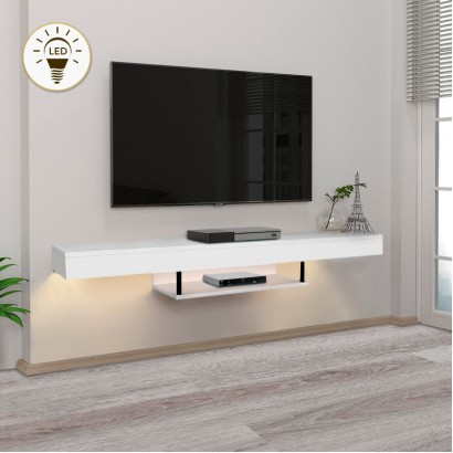 Έπιπλο τηλεόρασης επιτοίχιο Albares Megapap με LED χρώμα λευκό 150x29,6x22εκ. Έπιπλο τηλεόρασης επιτοίχιο Albares Megapap με LED χρώμα λευκό 150x29,6x22εκ.