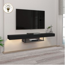 Έπιπλο τηλεόρασης επιτοίχιο Albares Megapap με LED χρώμα μαύρο 150x29,6x22εκ. Έπιπλο τηλεόρασης επιτοίχιο Albares Megapap με LED χρώμα μαύρο 150x29,6x22εκ.