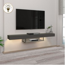 Έπιπλο τηλεόρασης επιτοίχιο Albares Megapap με LED χρώμα ανθρακί 150x29,6x22εκ. Έπιπλο τηλεόρασης επιτοίχιο Albares Megapap με LED χρώμα ανθρακί 150x29,6x22εκ.