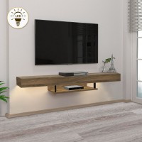 Έπιπλο τηλεόρασης επιτοίχιο Albares Megapap με LED χρώμα καρυδί 150x29,6x22εκ.