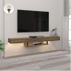 Έπιπλο τηλεόρασης επιτοίχιο Albares Megapap με LED χρώμα καρυδί 150x29,6x22εκ. Έπιπλο τηλεόρασης επιτοίχιο Albares Megapap με LED χρώμα καρυδί 150x29,6x22εκ.