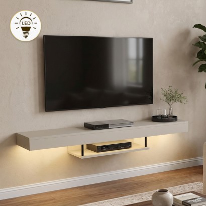 Έπιπλο τηλεόρασης επιτοίχιο Albares Megapap με LED χρώμα sandstone 150x29,6x22εκ. Έπιπλο τηλεόρασης επιτοίχιο Albares Megapap με LED χρώμα sandstone 150x29,6x22εκ.