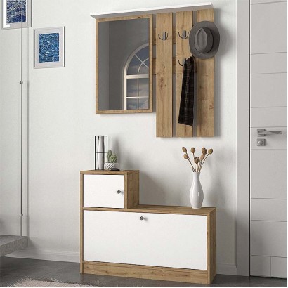 Έπιπλο εισόδου Galina Megapap χρώμα sapphire oak - λευκό 91,8x27x70εκ.