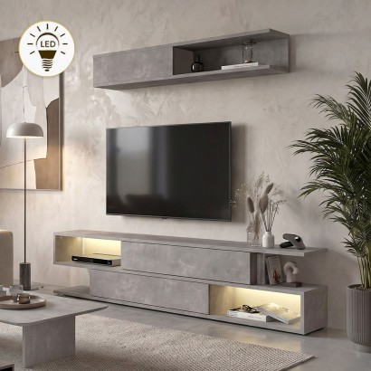 Σύνθεση τηλεόρασης Manet Megapap με LED χρώμα γκρι σκυροδέματος 180x29,5x39εκ. Σύνθεση τηλεόρασης Manet Megapap με LED χρώμα γκρι σκυροδέματος 180x29,5x39εκ.
