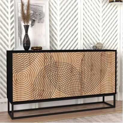 Μπουφές Themis Megapap χρώμα μαύρο - sapphire oak 150x35x83,6εκ.