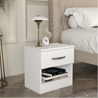 Κομοδίνο Lube Megapap χρώμα λευκό 40x28,2x40εκ.