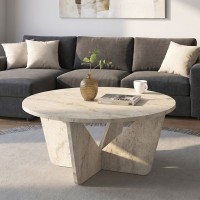 Τραπεζάκι σαλονιού Lagerta Megapap χρώμα travertine Ø75x35εκ. Τραπεζάκι σαλονιού Lagerta Megapap χρώμα travertine Ø75x35εκ.
