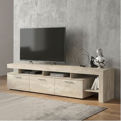 Έπιπλο τηλεόρασης Acnes Megapap χρώμα travertine 220x40x52εκ. Έπιπλο τηλεόρασης Acnes Megapap χρώμα travertine 220x40x52εκ.