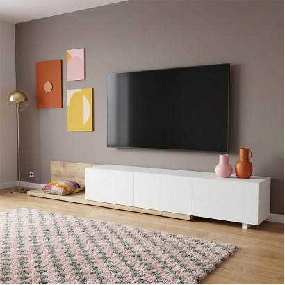 Έπιπλο τηλεόρασης Enstey Megapap επεκτεινόμενο χρώμα sapphire oak - λευκό 260x41,8x33,5εκ. Έπιπλο τηλεόρασης Enstey Megapap επεκτεινόμενο χρώμα sapphire oak - λευκό 260x41,8x33,5εκ.