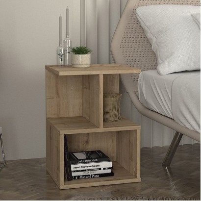 Κομοδίνο - Τραπεζάκι βοηθητικό Entiero Megapap χρώμα sapphire oak 39,8x35x54,6εκ.