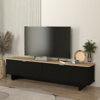 Έπιπλο τηλεόρασης Bohema Megapap χρώμα μαύρο - sepet oak 180x47x45,6εκ.