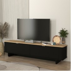 Έπιπλο τηλεόρασης Bohema Megapap χρώμα μαύρο - sepet oak 180x47x45,6εκ. Έπιπλο τηλεόρασης Bohema Megapap χρώμα μαύρο - sepet oak 180x47x45,6εκ.