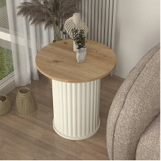 Τραπεζάκι βοηθητικό Bohema Megapap χρώμα ivory - sepet oak Ø50x53,2εκ. Τραπεζάκι βοηθητικό Bohema Megapap χρώμα ivory - sepet oak Ø50x53,2εκ.