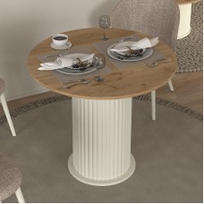 Τραπέζι Bohema Megapap χρώμα ivory - sepet oak Ø90x77,7εκ. Τραπέζι Bohema Megapap χρώμα ivory - sepet oak Ø90x77,7εκ.