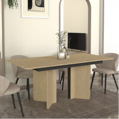 Τραπέζι Lava Megapap χρώμα rota oak - ανθρακί 180x90x76,8εκ.