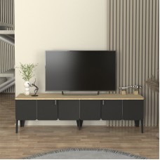 Έπιπλο τηλεόρασης Pedro Megapap χρώμα ανθρακί - rota oak 180x35x50,7εκ. Έπιπλο τηλεόρασης Pedro Megapap χρώμα ανθρακί - rota oak 180x35x50,7εκ.