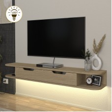 Έπιπλο τηλεόρασης επιτοίχιο Noland Megapap με LED χρώμα rota oak 150x35x19,2εκ. Έπιπλο τηλεόρασης επιτοίχιο Noland Megapap με LED χρώμα rota oak 150x35x19,2εκ.
