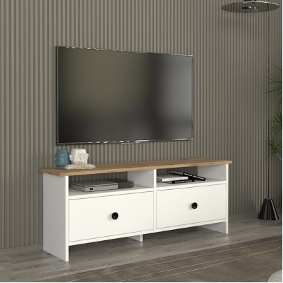 Έπιπλο τηλεόρασης Gradias Megapap χρώμα λευκό - sapphire oak 120x29,6x46,8εκ. Έπιπλο τηλεόρασης Gradias Megapap χρώμα λευκό - sapphire oak 120x29,6x46,8εκ.