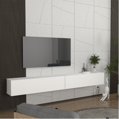 Έπιπλο τηλεόρασης επιτοίχιο Espanse Megapap χρώμα λευκό 241,8x31,7x30εκ.