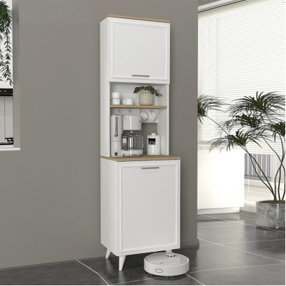 Έπιπλο κουζίνας Potter 1 Megapap χρώμα λευκό - rota oak 53,4x39,6x196,1εκ. Έπιπλο κουζίνας Potter 1 Megapap χρώμα λευκό - rota oak 53,4x39,6x196,1εκ.