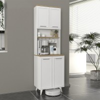 Έπιπλο κουζίνας Potter 2 Megapap χρώμα λευκό - rota oak 60x40x196,1εκ.