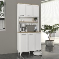 Έπιπλο κουζίνας Potter 3 Megapap χρώμα λευκό - rota oak 90x40x196,1εκ.