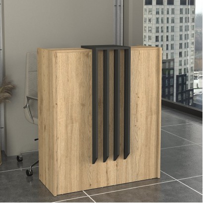 Γραφείο υποδοχής - reception Hola Megapap χρώμα sepet oak - ανθρακί 93,6x45,2x110,3εκ. Γραφείο υποδοχής - reception Hola Megapap χρώμα sepet oak - ανθρακί 93,6x45,2x110,3εκ.