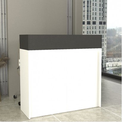 Γραφείο υποδοχής - reception Wilko Megapap με LED χρώμα λευκό - ανθρακί 113,6x42x110εκ.