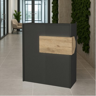 Γραφείο υποδοχής - reception Aloha Megapap με LED χρώμα ανθρακί - sepet oak 95,5x40x110,3εκ.