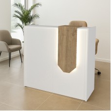 Γραφείο υποδοχής - reception Navita Megapap με LED χρώμα λευκό - sepet oak 113,6x42x111,8εκ.