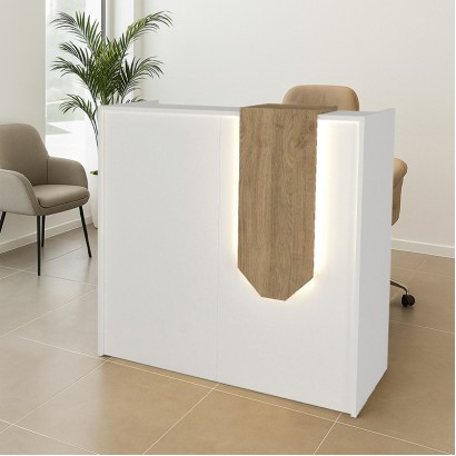 Γραφείο υποδοχής - reception Navita Megapap με LED χρώμα λευκό - sepet oak 113,6x42x111,8εκ.